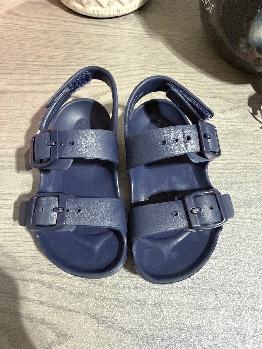Kids Navy Blue Adjustable Strap Sandals (Size 7)